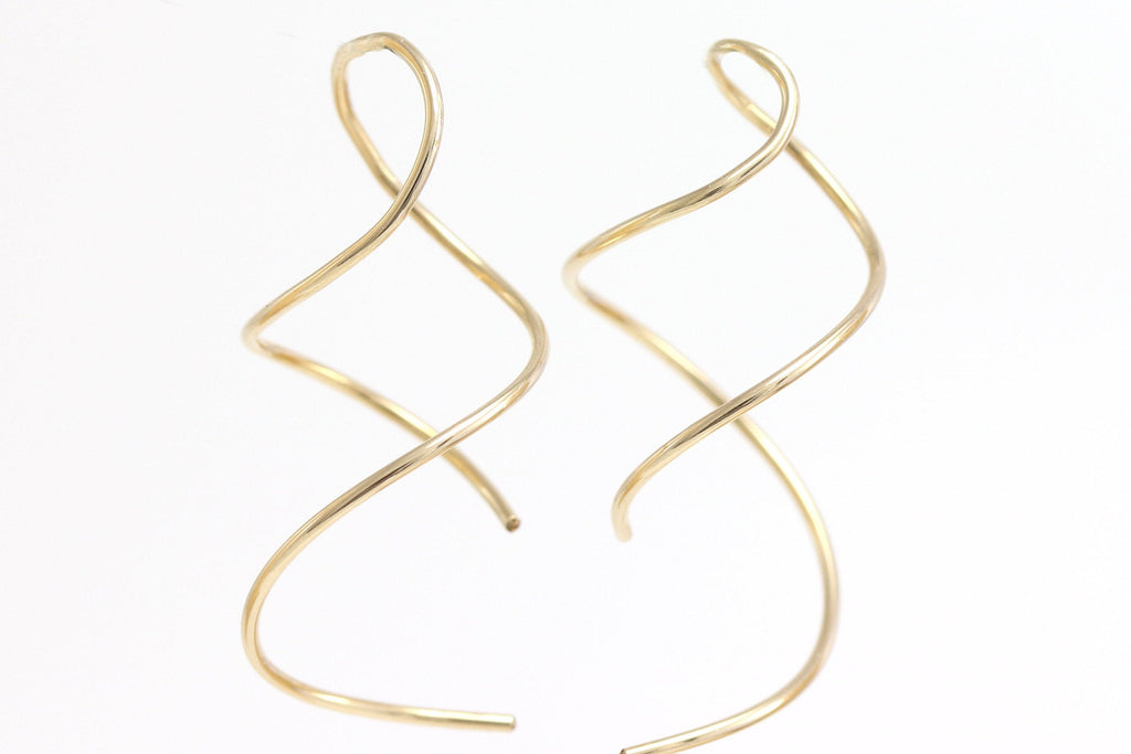 Rose Gold Earrings Rose Gold Spiral Earrings Spiral Threader 